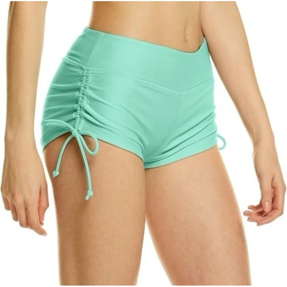 ALO Yoga Sweat It Trunk shorts women L Island green Glossy athletic